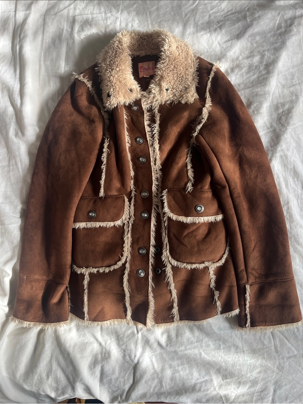 Candie's Brown Jacket with Cream Shearling Trim